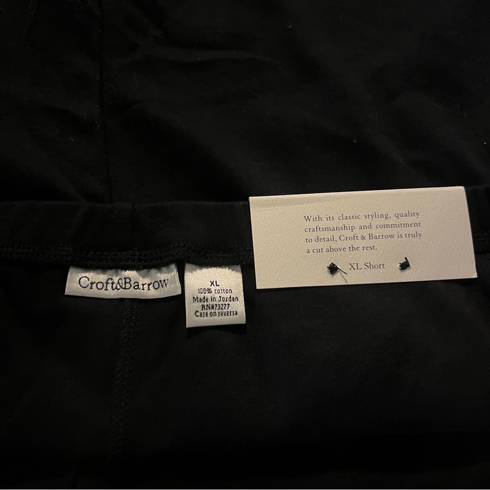 Croft & Barrow Black Stretch Cotton Pull-On Straight Leg Pants Pockets XL Short - Picture 10 of 12